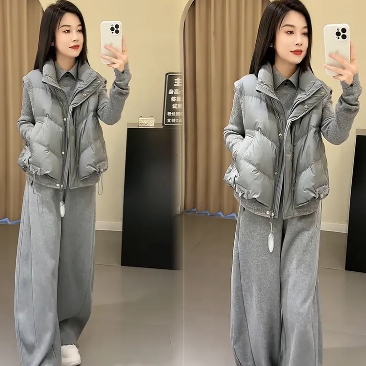 2025秋冬新款时尚显瘦气质网红高档套装女高级百搭宽松大码三件套