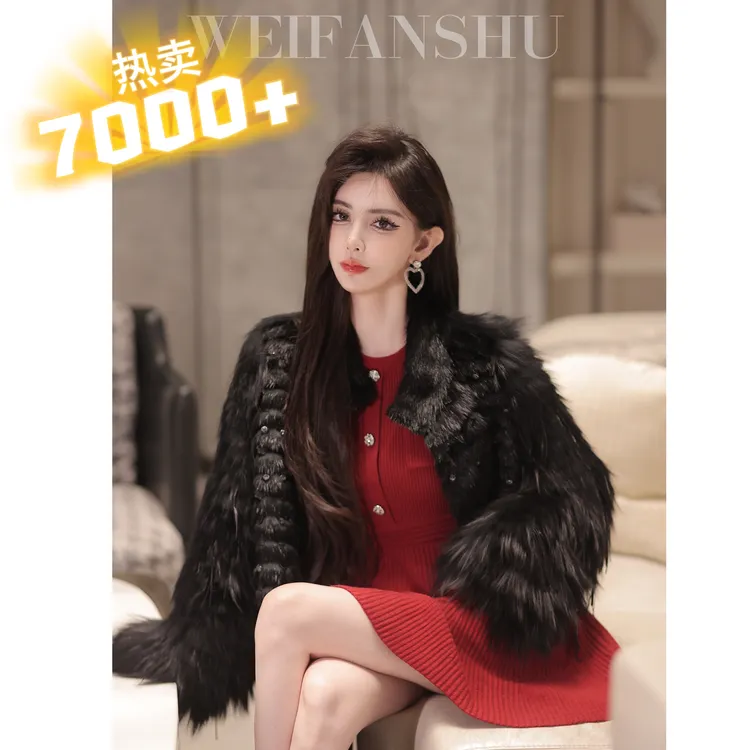 WEIFANSHU/魏凡舒【海上钢琴】冬季新款设计感水貂毛毛时尚皮草外套