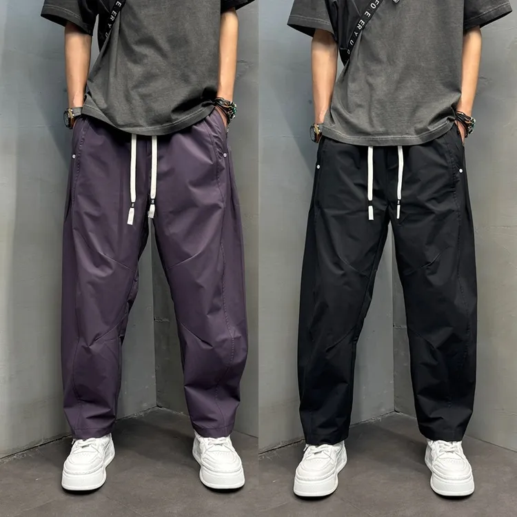 纯色褶皱休闲裤2025男士百搭直筒裤夏季新款速干裤冰丝舒适空调裤