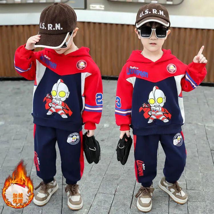 【沫沫家】奥特曼衣服男女童拜年服冬季加绒过年喜庆儿童新年套装