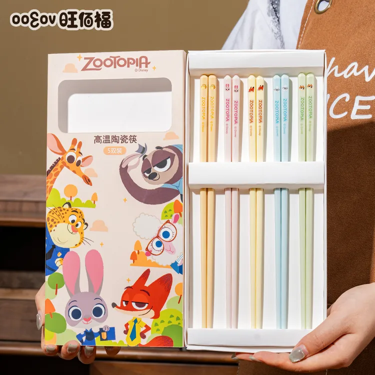 疯狂*动*物城陶瓷筷子家用专人专用高档抗菌防霉儿童筷子家庭套装