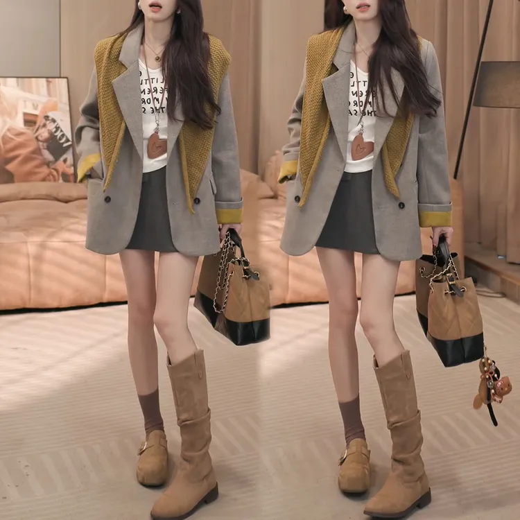 2025新款气质小个子2025秋冬新款休闲懒人穿搭套装三件套