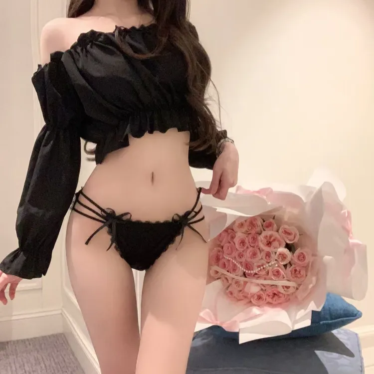 【浮光粼粼】法式缎面内裤女蕾丝性感纯欲高开叉镂空低腰女士三角裤