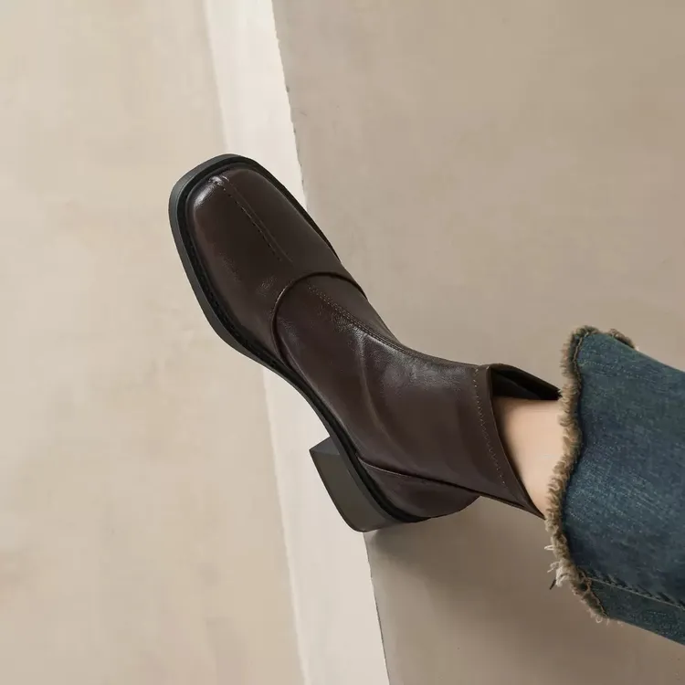 软底方头瘦瘦靴新款高级感短靴女款2025新款爆款6CM