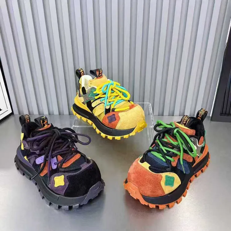 25年冬季加棉系带潮鞋浅口拼色时尚休闲鞋运动休闲鞋防滑拼接