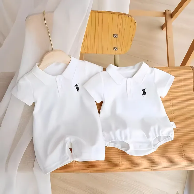 婴儿连体衣夏季洋气半袖连体衣包屁衣Polo衫短袖哈衣薄款衣服{烨}