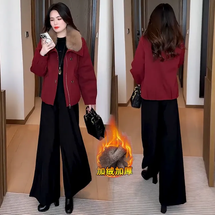 加绒加厚派克服外套女2025冬季新款洋气休闲保暖毛领夹克棉袄外套