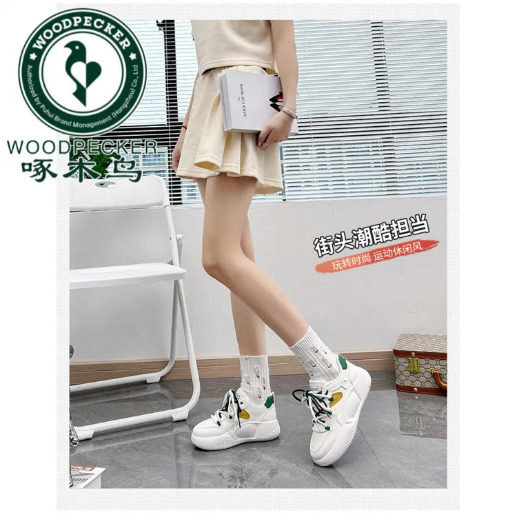 啄木鸟运动鞋女2025夏季韩版新款百搭小白鞋女休闲跑步鞋平底板鞋