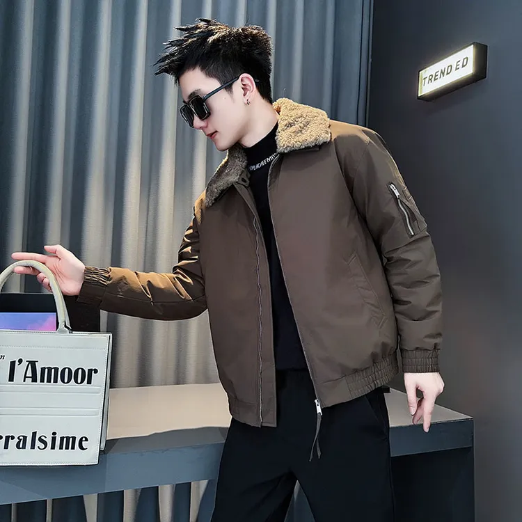 可拆卸毛领棉衣男士冬季加厚保暖外套2025新款潮流高级感痞帅棉服