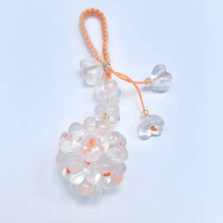 天然白水晶桂花绣球车挂钥匙挂毕业级别高冰透包包挂饰雕刻件滴溜