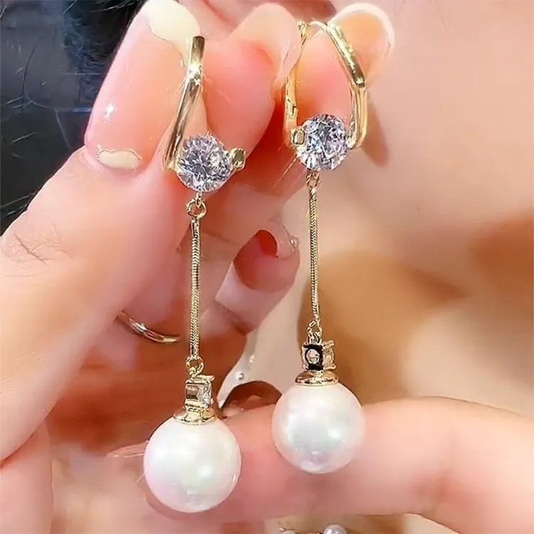 925银耳饰 防过敏人鱼姬爆款轻奢耳环耳坠百搭长款耳饰法式耳扣