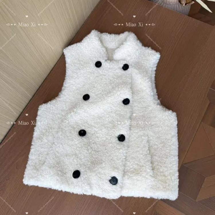 妙兮·LL冬季新款时尚韩系百分百羊毛百搭无袖马甲外套*20252374