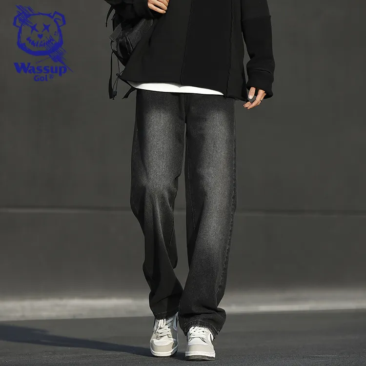  WASSUP GOL牛仔裤男春夏季新款裤子男直筒宽松潮牌男生阔腿长裤
