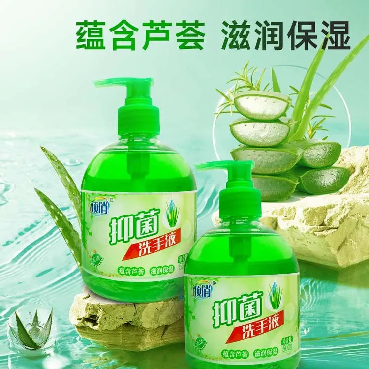 顶俏芦荟抑菌家用保湿按压杀菌消毒洗手液清爽滋润清香500