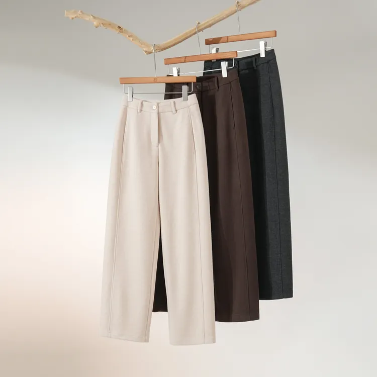 西子/【绵软羊绒裤】气质高腰显瘦宽松直筒休闲长裤/KZSG007