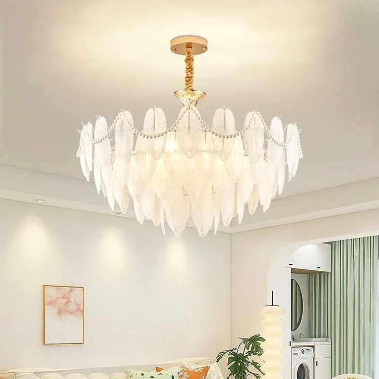 羽毛客厅灯轻奢欧式吊灯新款客厅餐厅灯组合法式灯套餐卧室灯