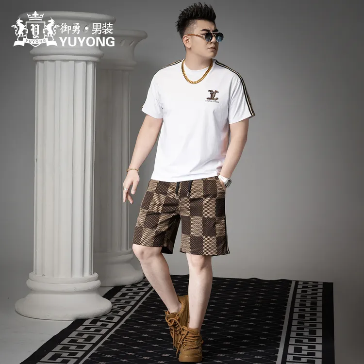欧货男士夏季印花短袖T恤休闲短裤套装潮牌2025年新款男装两件套