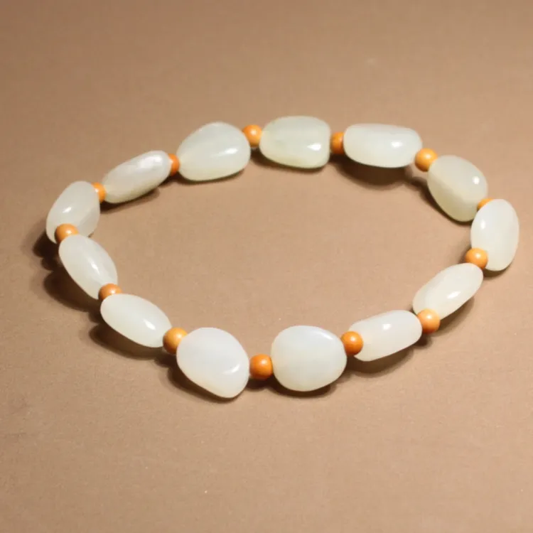 和田玉随形原石手链天然玉石白色女士单圈玉手串真玉多样性发货