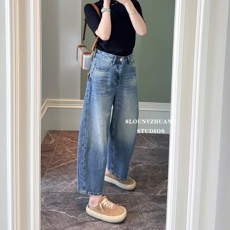巨好穿松弛感小个子爆款弯刀裤花匣子牛仔裤2025秋款新款67059