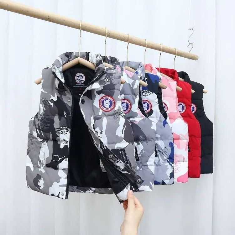 FAVMARTHA大鹅同款儿童羽绒马甲冬季迷彩男女童加厚中小大童羽绒
