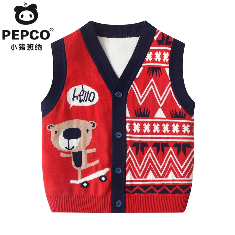 秋冬新款儿童韩版马甲卡通动漫外穿男薄款针织衫春秋卡通洋气休闲