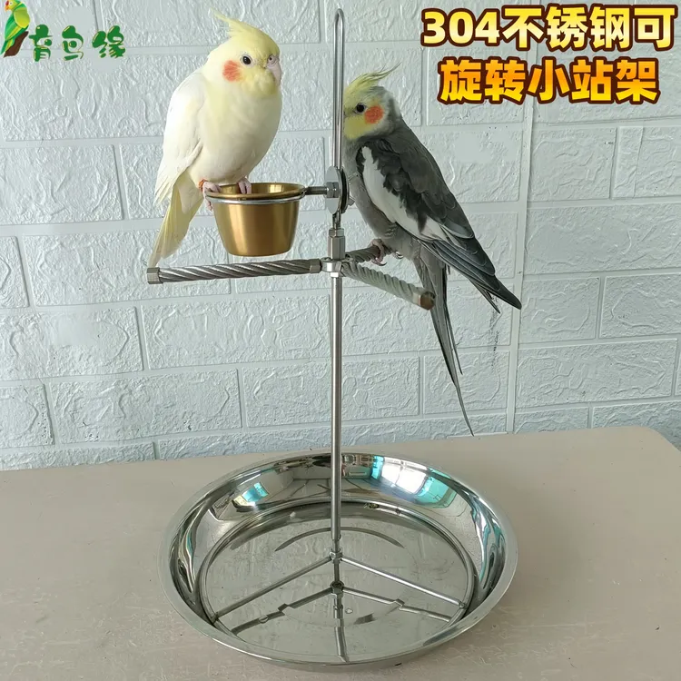 中小型鹦鹉带托盘不锈钢站架玄凤金太阳牡丹虎皮小太阳带轴承旋转