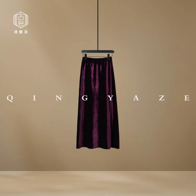 冬日女神！加厚丝绒长半裙！GZ3097