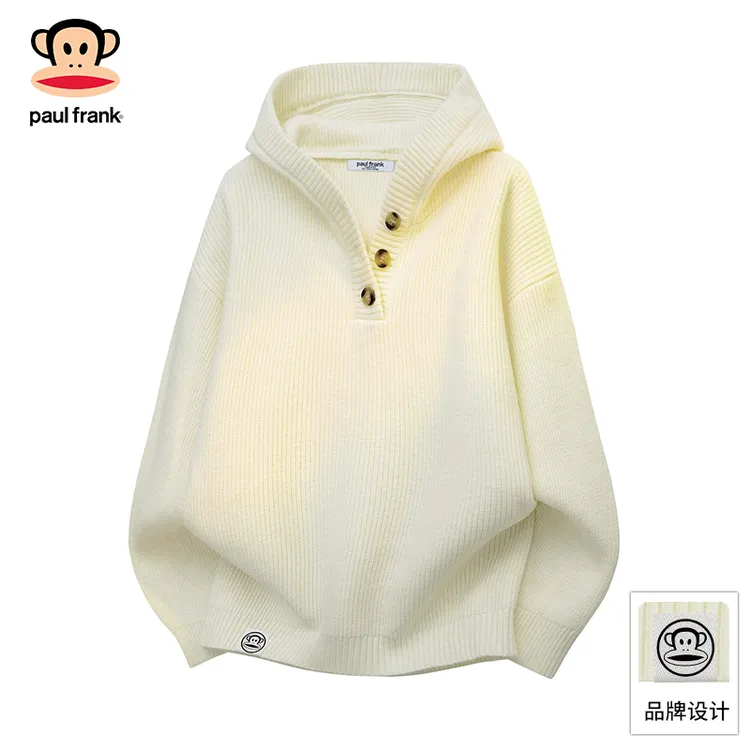 PaulFrank/大嘴猴保暖针织毛衣男士秋季新款连帽宽松休闲长袖外套