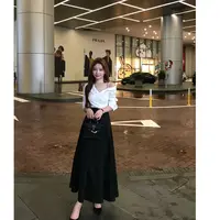 SZA【白露降临】秋季新款韩系气质独特修身露肩吊带长袖衬衫A-2253