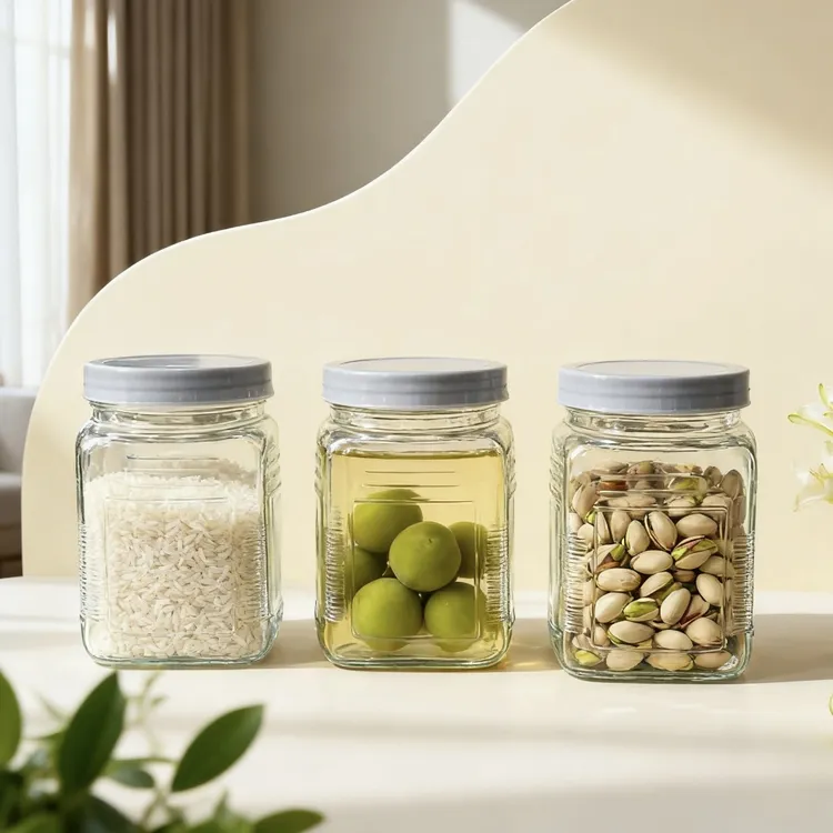 （750ml三只装）加厚玻璃密封罐干果零食灰盖收纳粮食调料防潮防霉