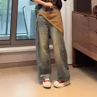 【欧货】10分阔腿气泡牛仔裤 带屁帘直筒裤百搭颜色版型很好！秋款！