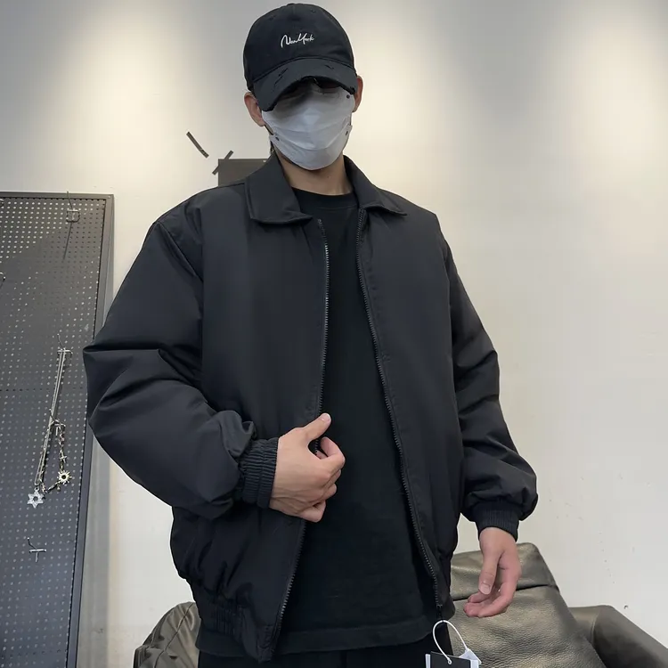 冬季新款三防翻领棉服男士百搭宽松休闲设计感加厚保暖棉衣外套潮