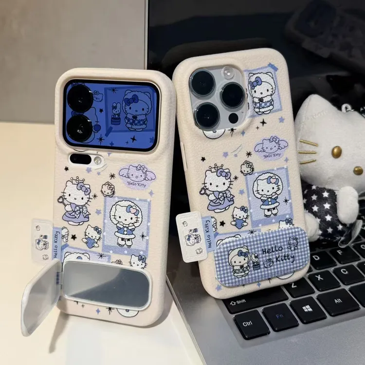 GGBond蓝色公主裙kt支架适用苹果17皮纹16手机壳华为vivo小米oppo