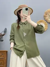 2025秋季新款厚款全棉磨毛衬衫休闲百搭宽松上衣女86361
