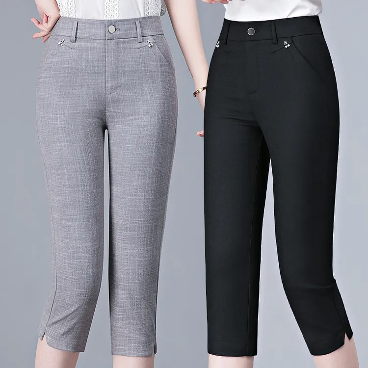 七分裤女棉麻直筒裤宽松夏季薄款显瘦中裤都市休闲7分高腰妈妈裤