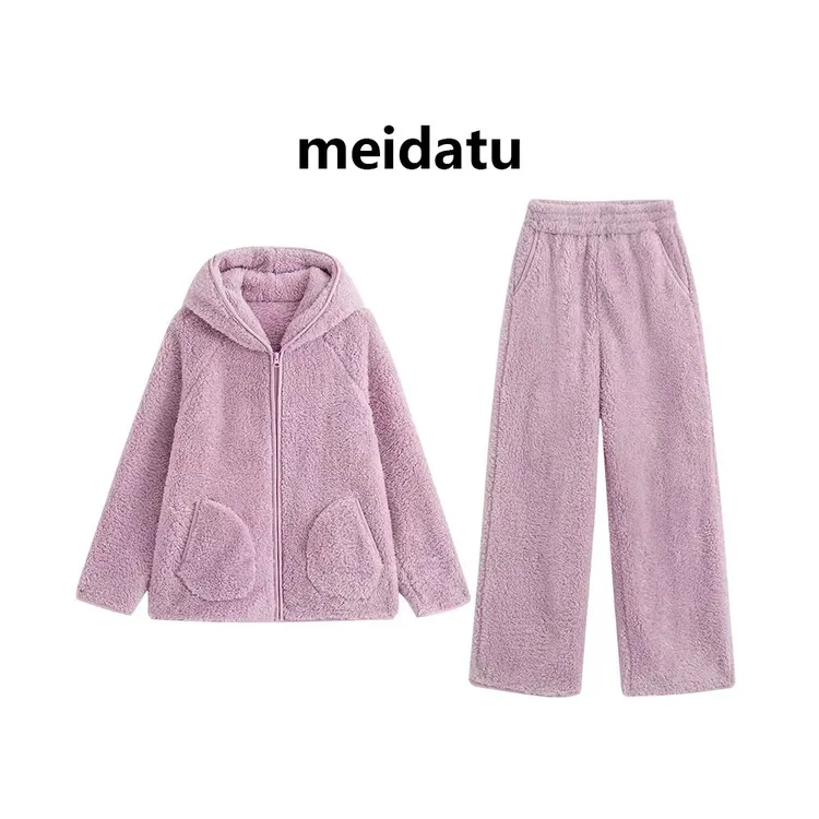 美哒兔（加倍温暖）时尚加厚保暖家居服套装（小个子版）CK2944-27H