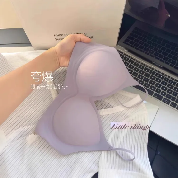 无痕奶皮外扩显大显腰细内衣女细肩带漫画胸小胸聚拢固定杯文胸罩