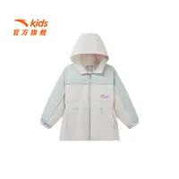 晴雨甲安踏儿童女小童丝光绒运动上衣2025春新款保暖儿童防水外套