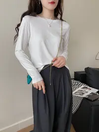 【十一甄选】圆领～百搭显瘦纯色长袖时尚打底衫