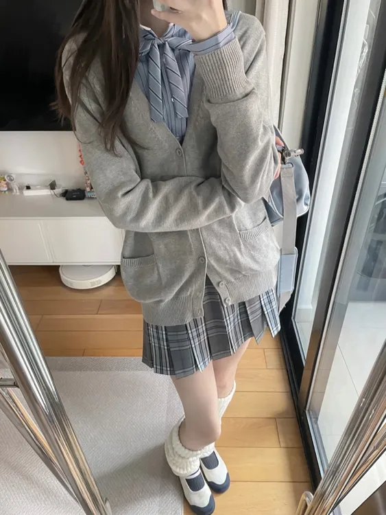 海虾堡/大汉堡jk原创正品JK制服蓝灰色格裙日系半身短裙学院学生