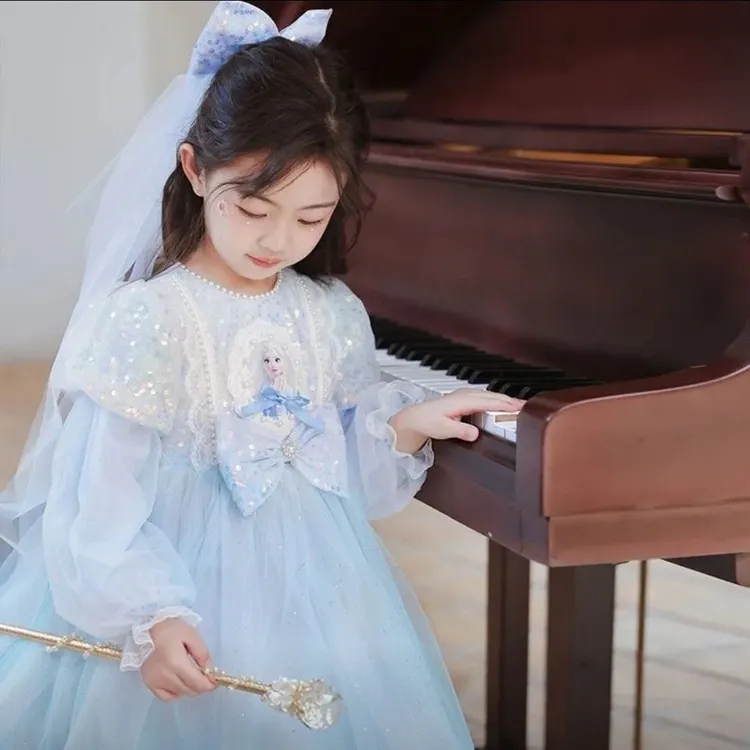 冰雪发光爱莎公主裙艾莎沙公主裙女童秋冬装新款儿童生日连衣裙子