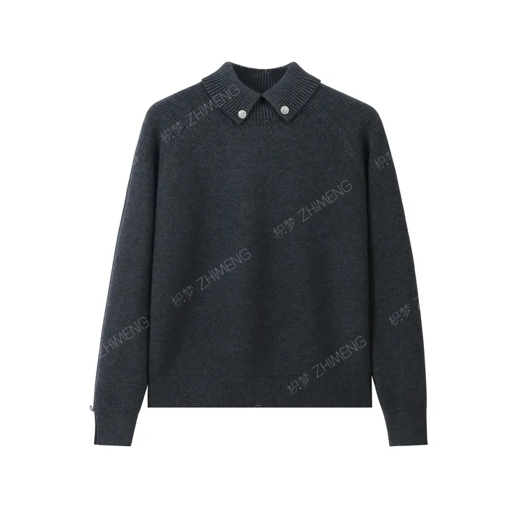 翻领高领毛衣女秋冬长袖高级感宽松显时尚打底针织衫上衣休闲