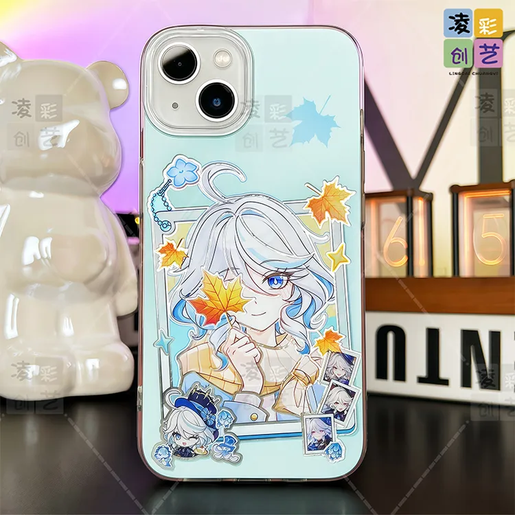 凌彩创艺手机壳适用苹果华为小米vivo原神周边枫叶魈大孔冰川壳