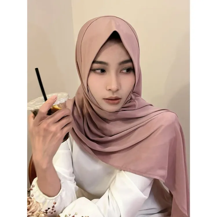 T2506雪纺简约拼接绕巾头套