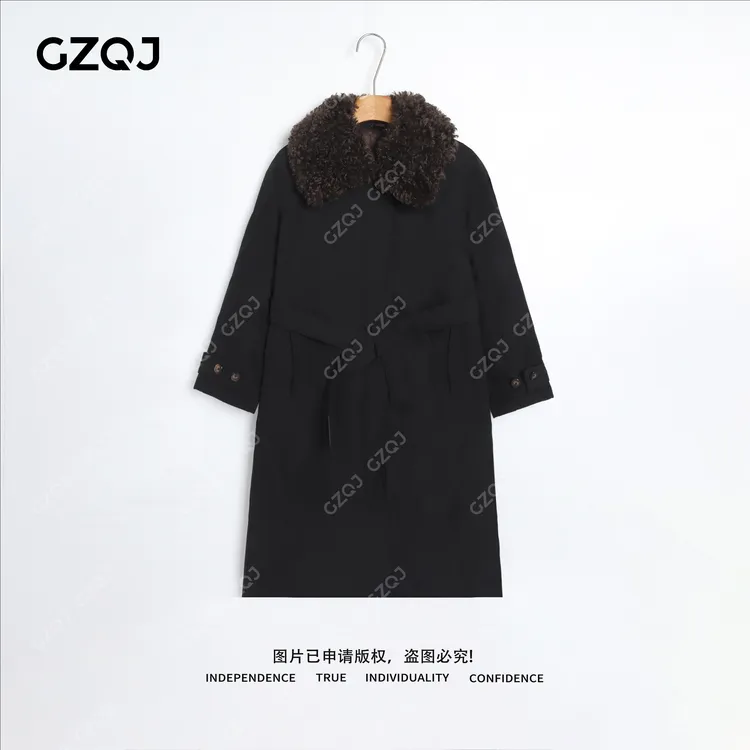 老琴私服【轻量锁温】90白鸭绒中长款收腰风衣羽绒服外套女冬款3990