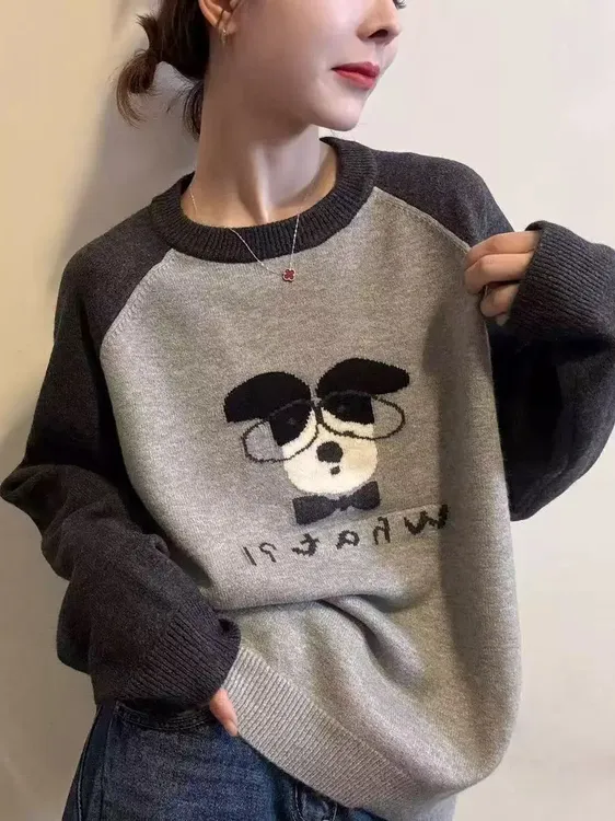 200斤大码女装长袖春季翻领针织女毛针织衫秋季时尚毛衣上衣1363