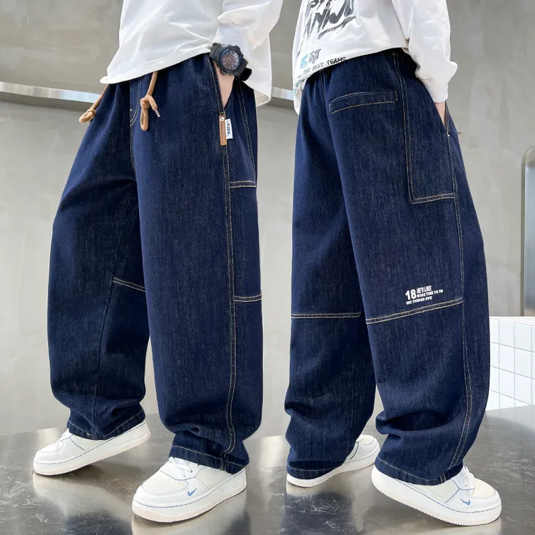 男童牛仔裤儿童韩版百搭休闲秋装裤子小男孩中大童春秋宽松长裤潮