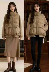 A1530保暖女装秋冬轻职女款冬季简约羽绒外套极简风短款羽绒上衣