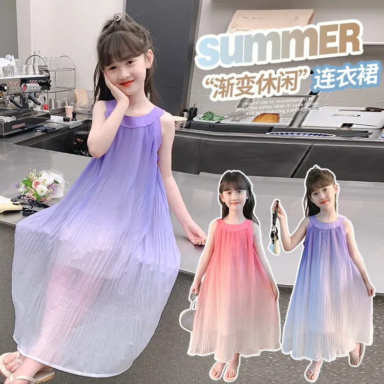 2025新款夏季女童连衣裙中大童无袖洋气公主裙吊带背心裙子夏装潮