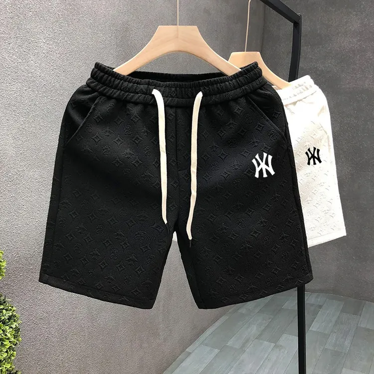 轻奢潮牌风格白色提花短裤男款夏季潮牌五分2025新款套装男夏季